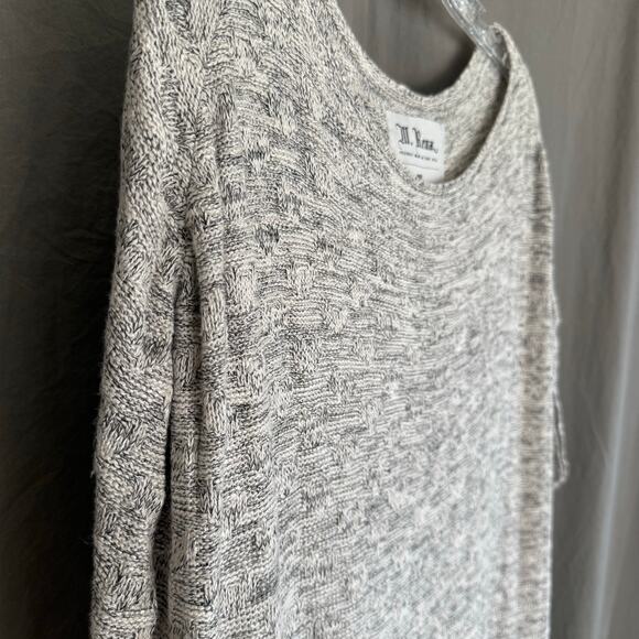 M. Rena Knit Sweater Gray Marled Textured Dolman Short Sleeves USA Made Size L - Picture 4 of 15